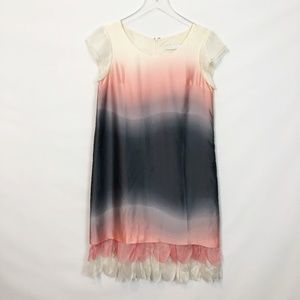 Ana Capri Ombre Watercolor Scallop Hem Dress S